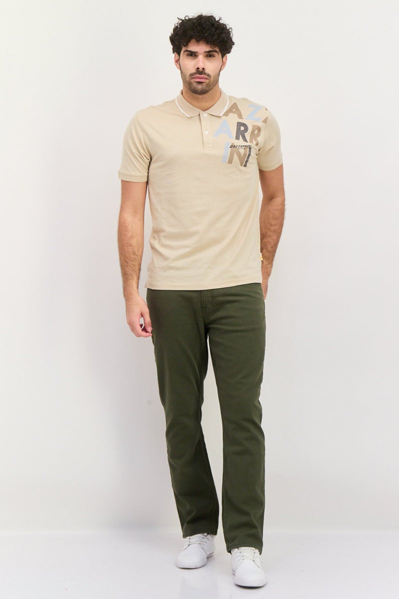 Gazzarrini قميص بولو قصير الأكمام للرجال بتصميم عادي، بيج - Image 2